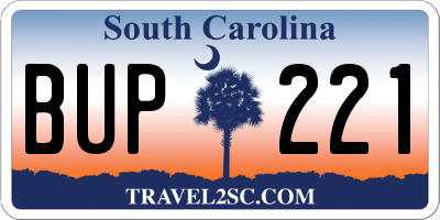 SC license plate BUP221
