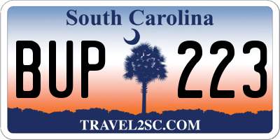 SC license plate BUP223