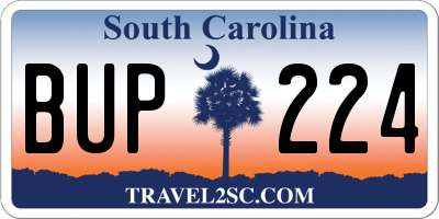 SC license plate BUP224