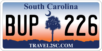 SC license plate BUP226