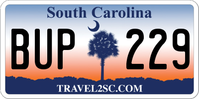 SC license plate BUP229