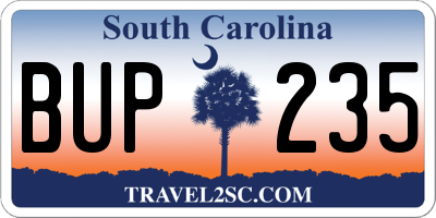 SC license plate BUP235