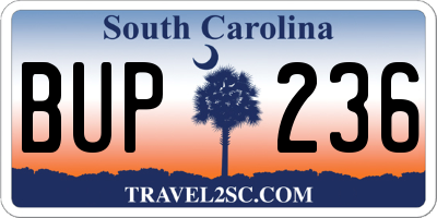 SC license plate BUP236