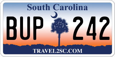 SC license plate BUP242