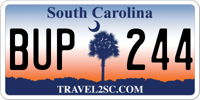 SC license plate BUP244