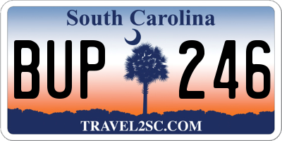 SC license plate BUP246