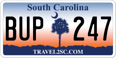 SC license plate BUP247