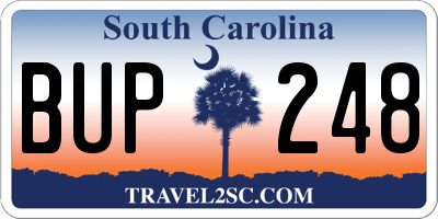 SC license plate BUP248