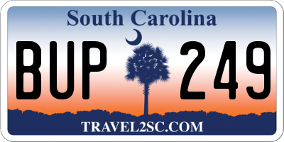 SC license plate BUP249