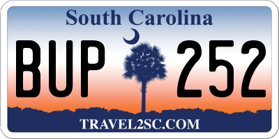 SC license plate BUP252