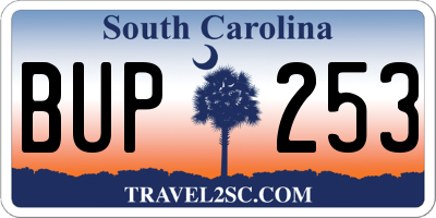 SC license plate BUP253