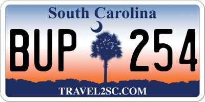 SC license plate BUP254