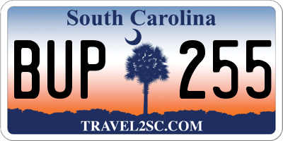 SC license plate BUP255