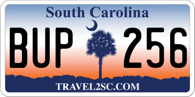 SC license plate BUP256
