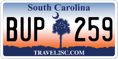 SC license plate BUP259
