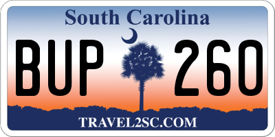 SC license plate BUP260