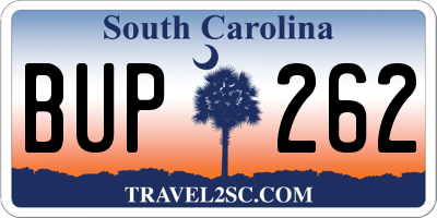 SC license plate BUP262