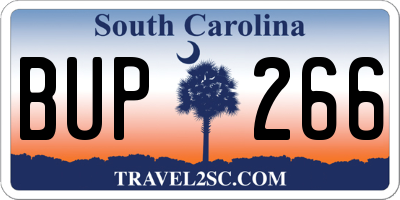 SC license plate BUP266