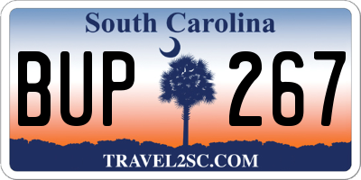 SC license plate BUP267