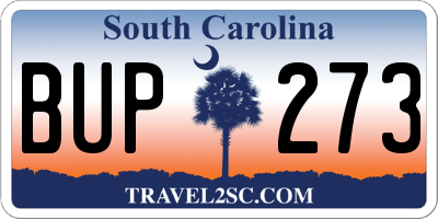 SC license plate BUP273