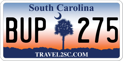 SC license plate BUP275