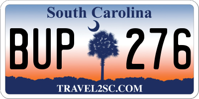 SC license plate BUP276