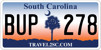 SC license plate BUP278
