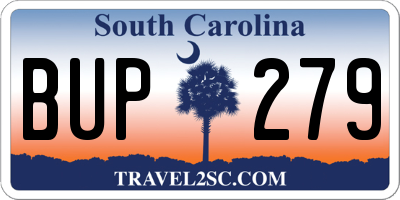 SC license plate BUP279