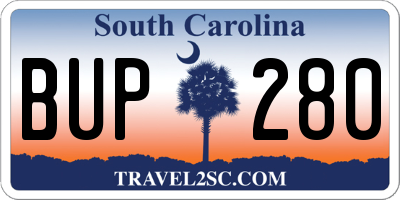 SC license plate BUP280