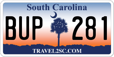 SC license plate BUP281