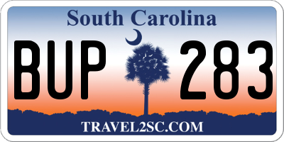 SC license plate BUP283