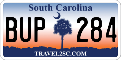SC license plate BUP284