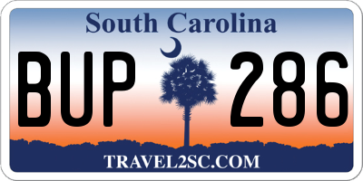 SC license plate BUP286