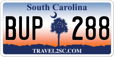 SC license plate BUP288