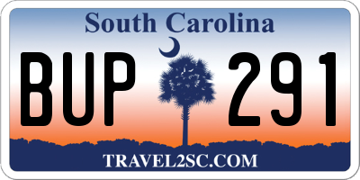 SC license plate BUP291