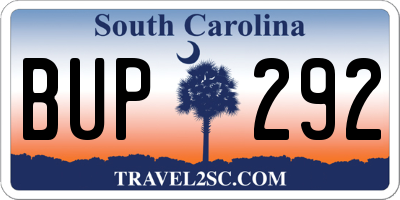 SC license plate BUP292