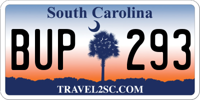 SC license plate BUP293