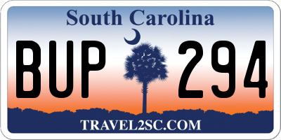 SC license plate BUP294