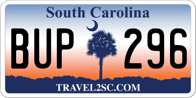 SC license plate BUP296