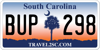 SC license plate BUP298