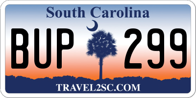 SC license plate BUP299