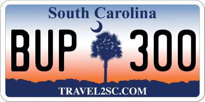 SC license plate BUP300