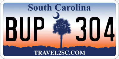 SC license plate BUP304