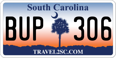 SC license plate BUP306