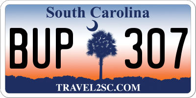 SC license plate BUP307