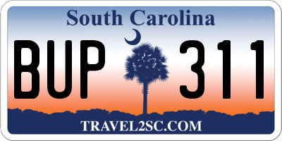 SC license plate BUP311