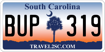 SC license plate BUP319