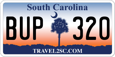 SC license plate BUP320