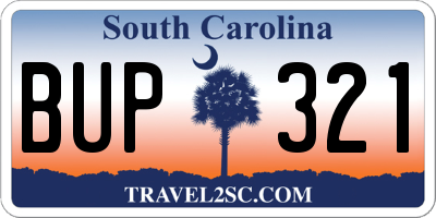 SC license plate BUP321