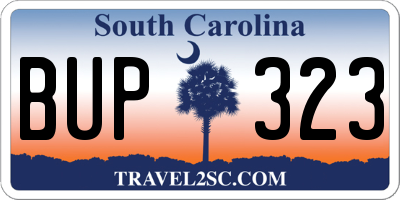 SC license plate BUP323